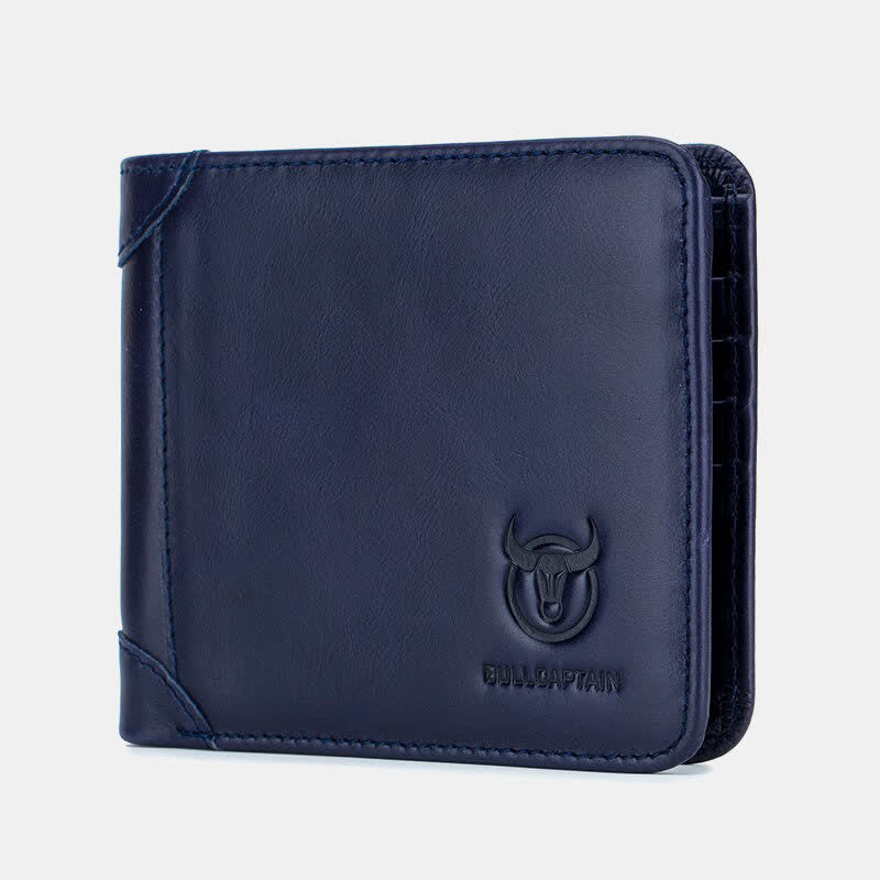 Men's Tri-Fold Genuine Leather Large Capacity Super Stitched Leather Wallet