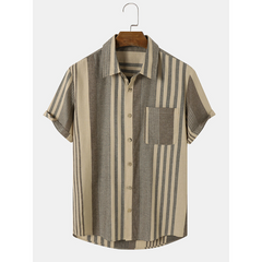 Cotton Asymmetric Striped Print All Matched Shirts