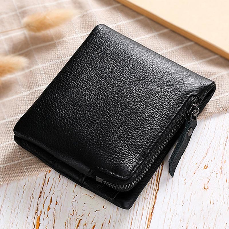 Men Genuine Leather RFID Antimagnetic Coin Clip Wallet