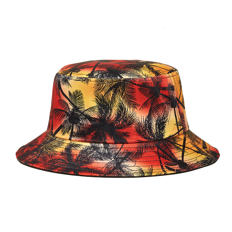 Spring  Fisherman Hat Tide Man Coconut Scenery Print Sunvisor Hat