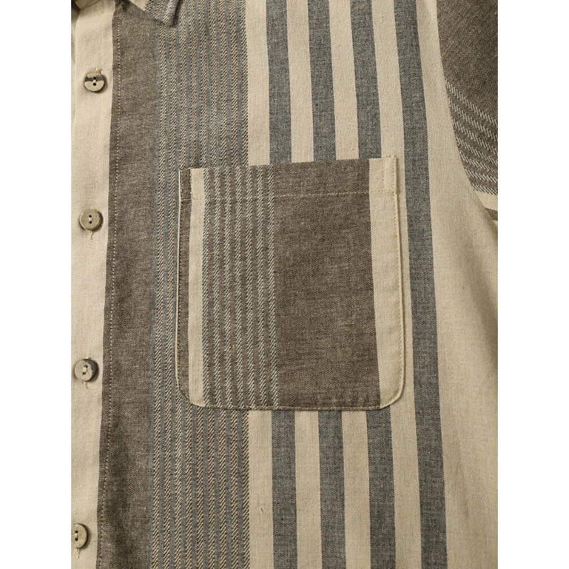 Cotton Asymmetric Striped Print All Matched Shirts