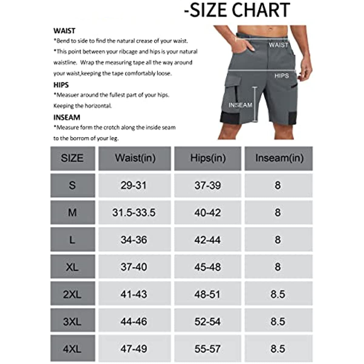 Men's Hiking Cargo Shorts Quick Dry Golf Outdoor Work Tactical Shorts with Multi Pocket for Fishing Travel