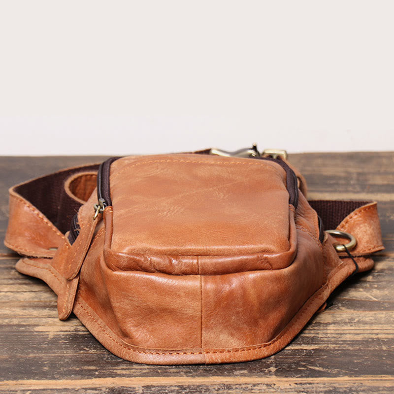 Waist Bag For Men Leather Outdoor Sports Multi-Function Phone Bag