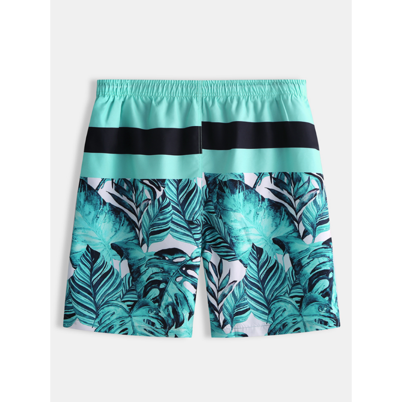 Mens Beach Striped Printing Casual Five Point Hawaii Style Shorts Pants