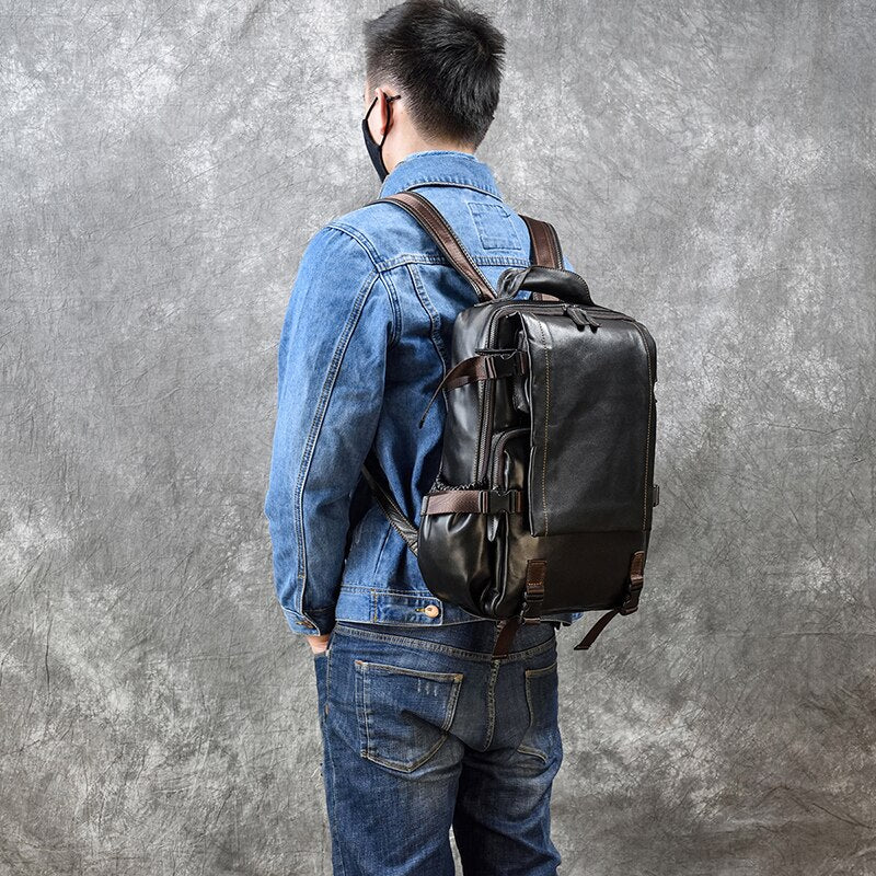 Fashion Leather Large Capacity Anti-theft Classic Backpack Shoulder Bag