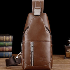 Men's Leather Shoulder Bag Casual Travel Waterproof Messenger Chest Messenger Bag