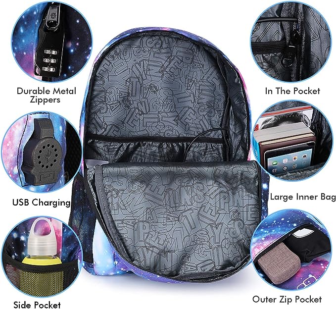 Luminous Men's Backpack Oxford Cloth Printed Backpack Girls' Schoolbag