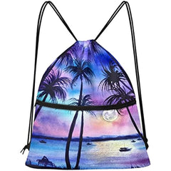 Hawaiian Palm Tree Drawstring Backpack Bag