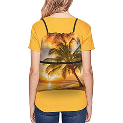 Hawaiian Palm Tree Print Summer Sunset Drawstring Backpack Gym Bag