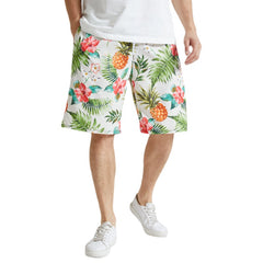 Mens All Over Pineapple Floral Print Holiday Hawaii Style Drawstring Shorts