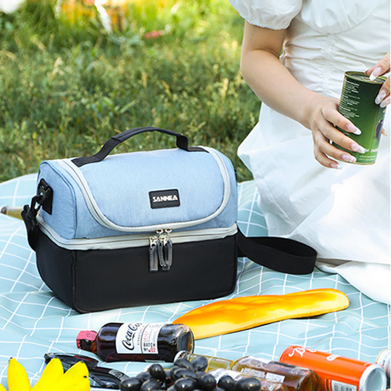 Foldable Insulated Refrigerated Lunch Bag Going Out Double Insulated Messenger Picnic Bag