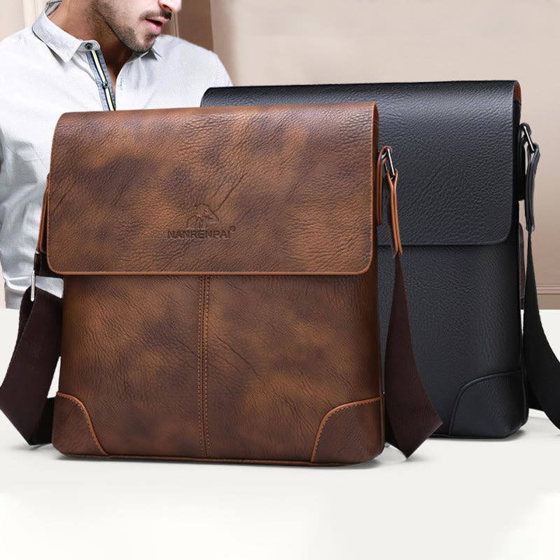 Men's Vintage Leather Messenger Bag Business Gentleman Style Messenger Bag