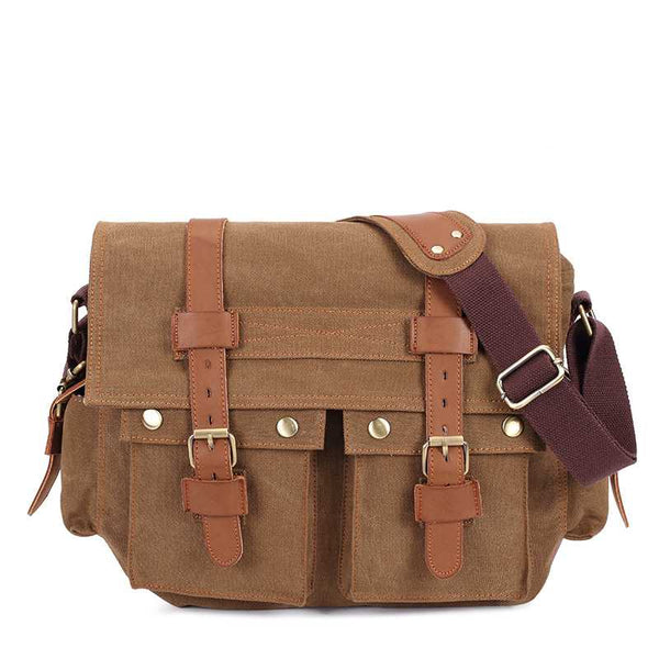 Men's Canvas Shoulder Bag Business Shoulder Messenger Bag Casual Briefcase Travel Messenger Bag