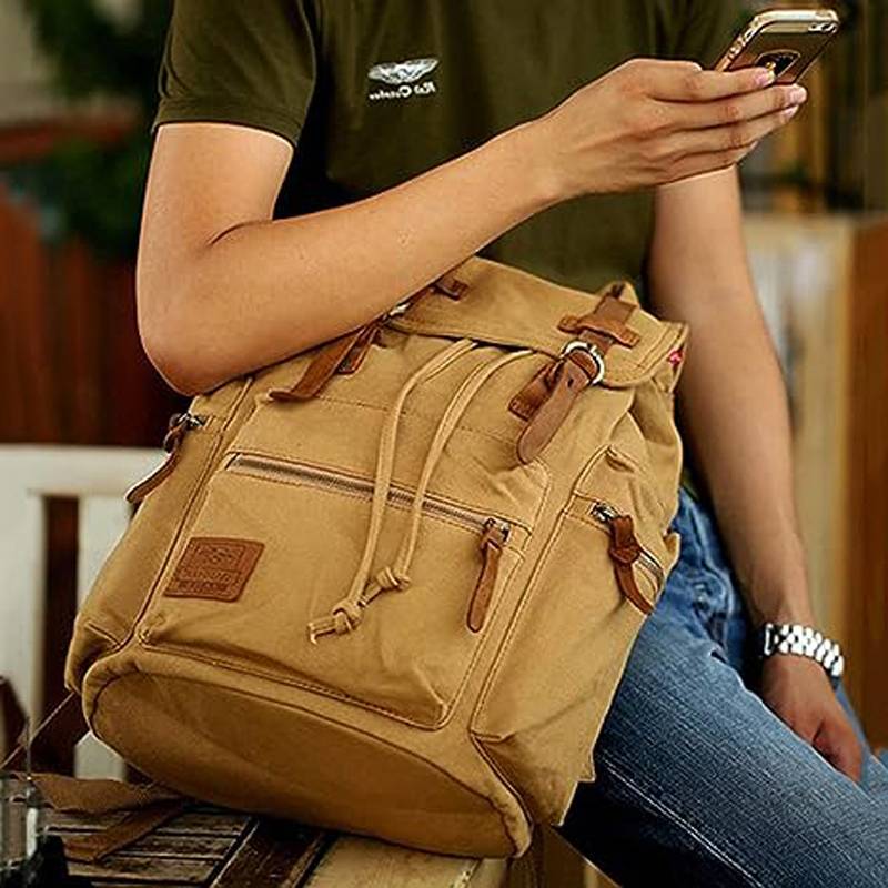 Casual Fashion Foreign Trade School Bag Men's and Women's Retro Canvas Backpack Laptop Rucksack