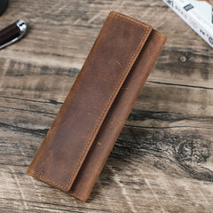 Rustic Leather Business Pencil Case Retro Leather Simple Multi-purpose Storage Bag