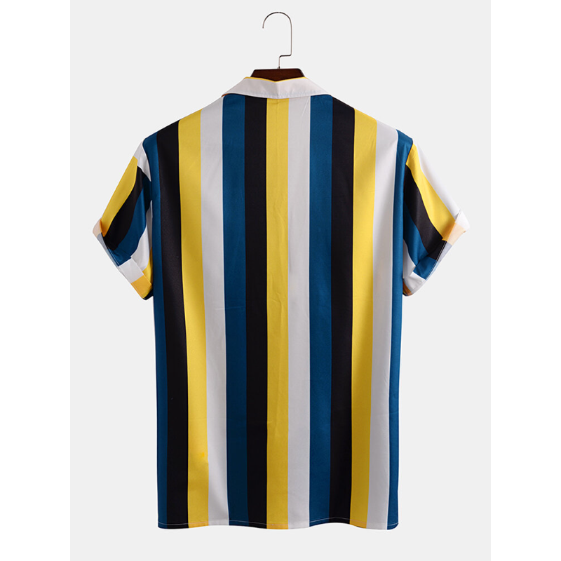 Mens Wide Striped Short Sleeve Shirts