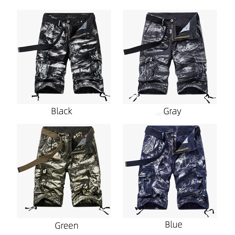 Men's Summer Loose Casual Camouflage Shorts Multi-pocket Men's Five-point Shorts