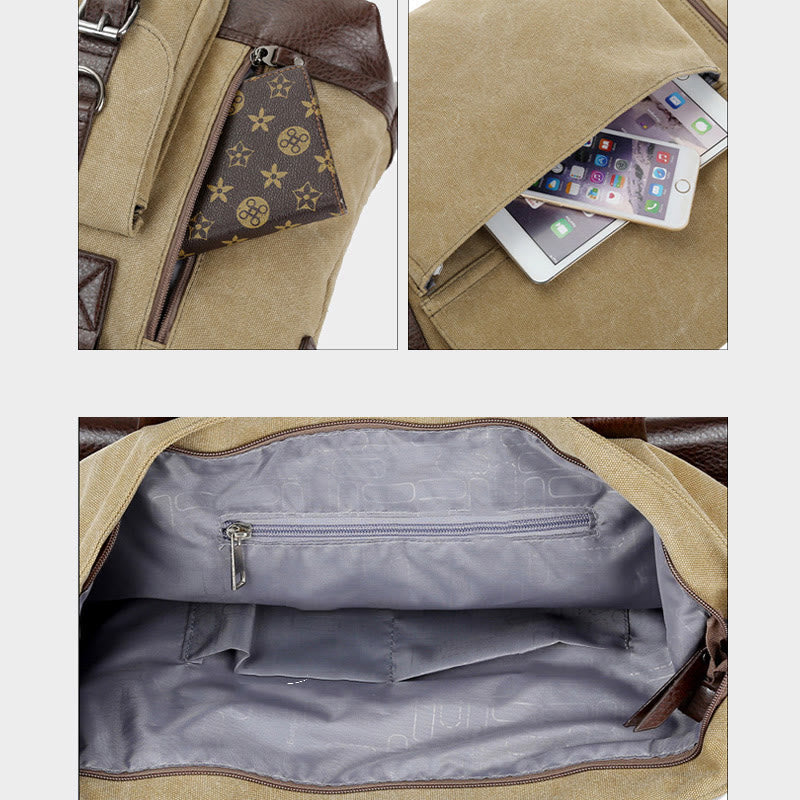 Portable Multifunctional Tote Bag Canvas Tote Messenger Bag