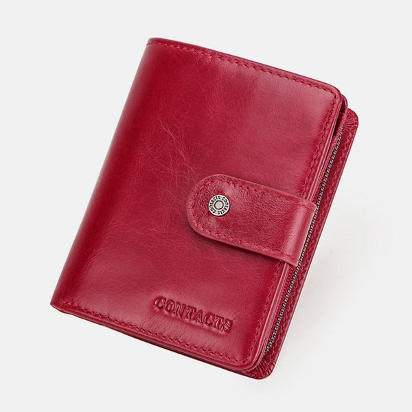 RFID Men's Genuine Leather Multi-Clasp Multi-Compartment Bifold Wallet