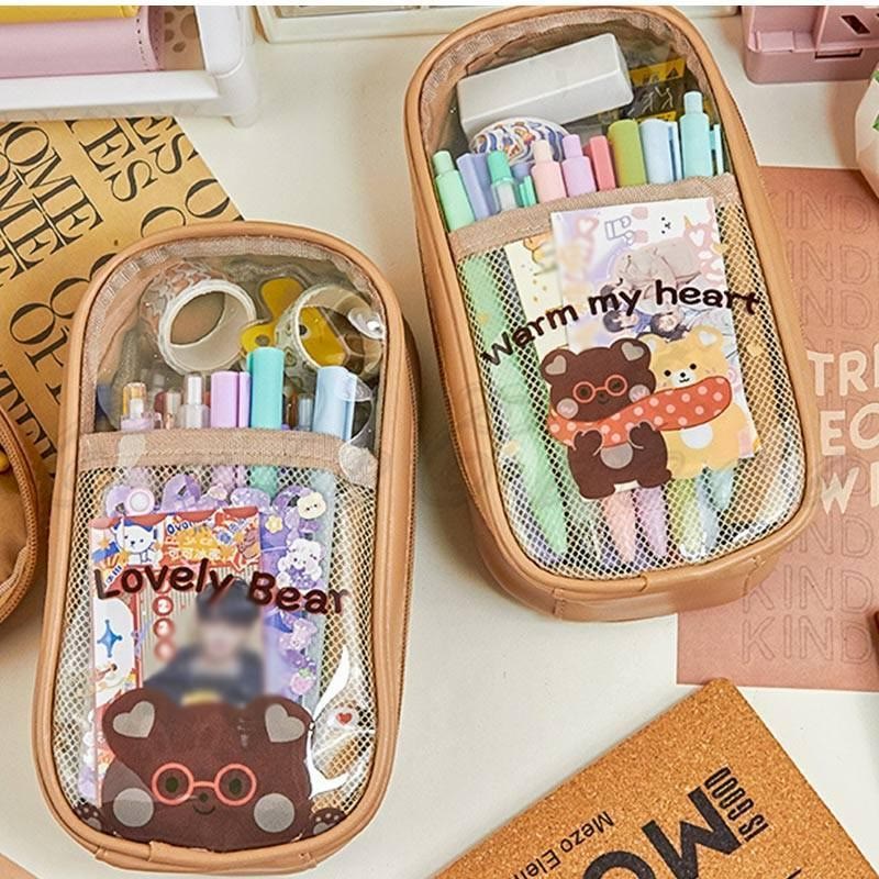 Student Simple Pencil Case Pencil Bag Transparent Vertical Multifunctional Pencil Bag