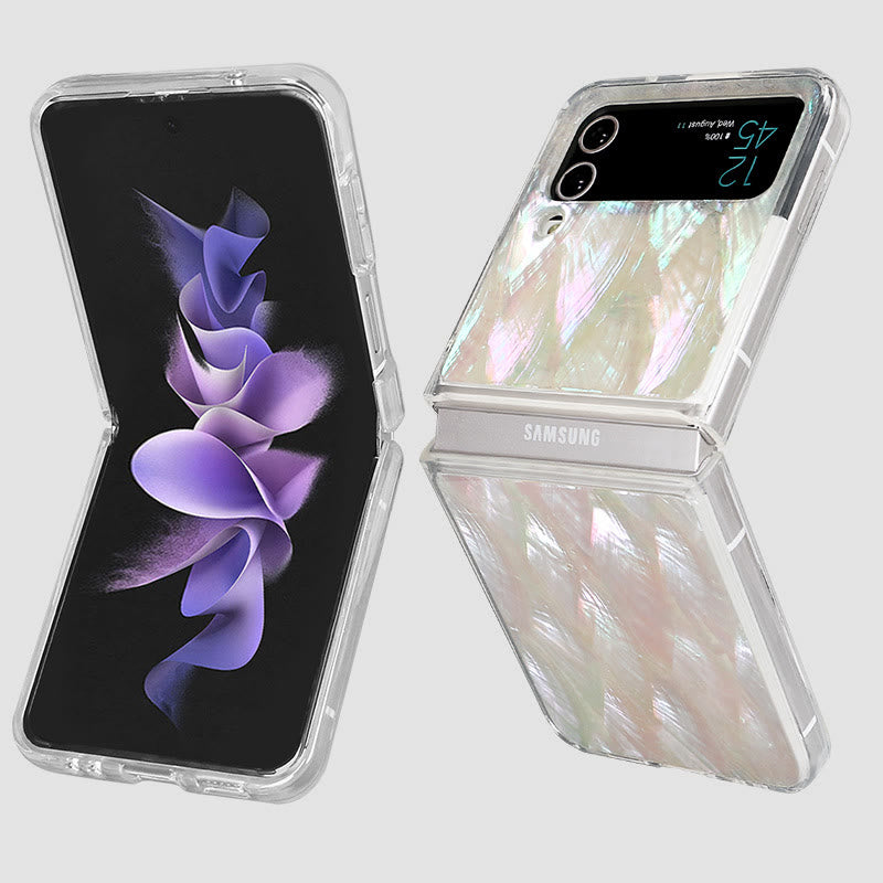 Galaxy Z Flip Case Clear Design Pattern Glitter Aesthetic Phone Case