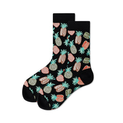 Pineapple Print Black Men and Women Socks