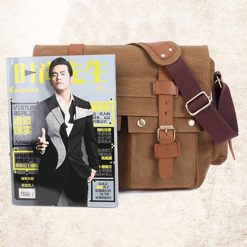 Men's Canvas Shoulder Bag Business Shoulder Messenger Bag Casual Briefcase Travel Messenger Bag