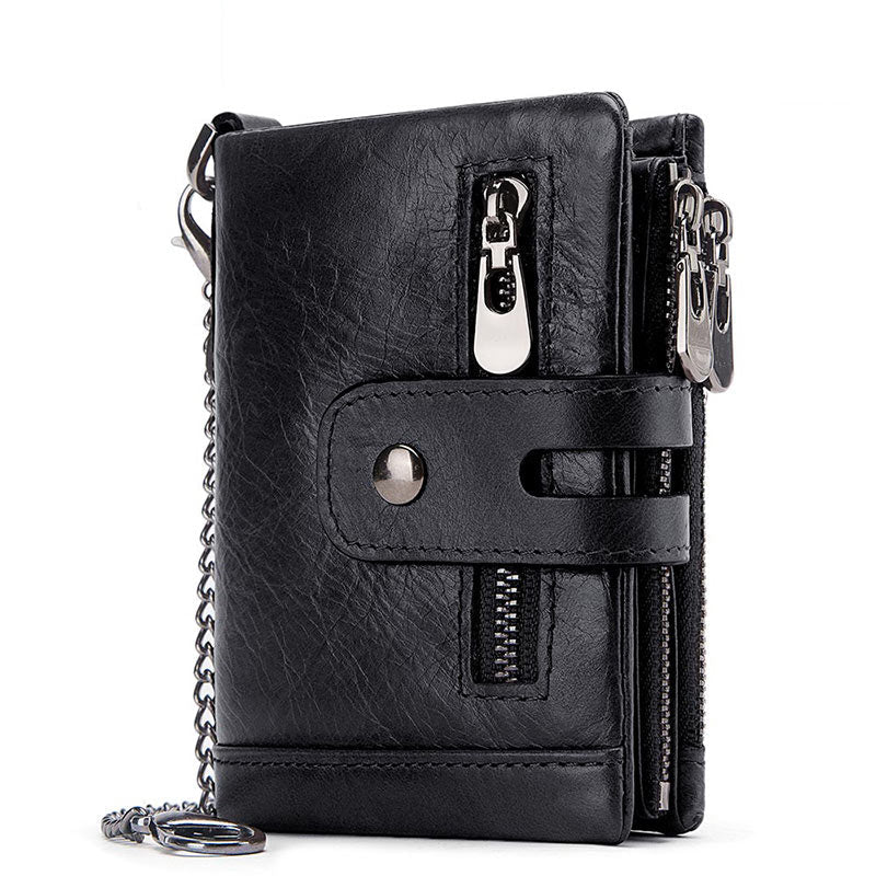 Vintage Top Layer Leather Card Holder US Wallet RFID Blockchain Men's Short Leather Wallet