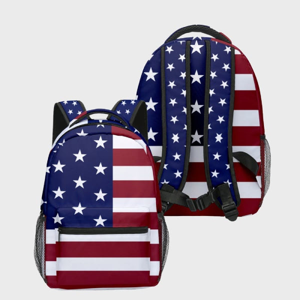 American Flag Print Student Backpack Travel Hiking Camping Backpack Laptop Backpack