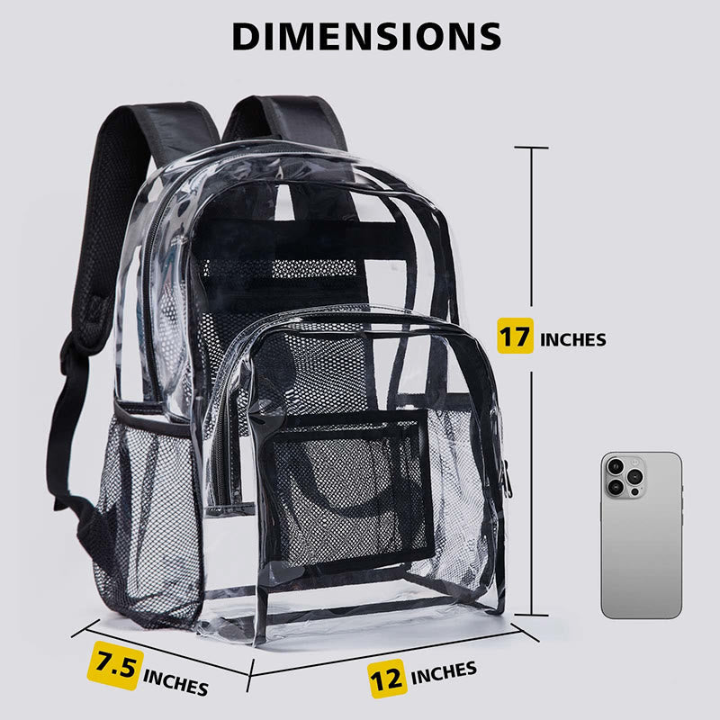 Transparent PVC Casual Daily School Bag Student Backpack Heavy Duty