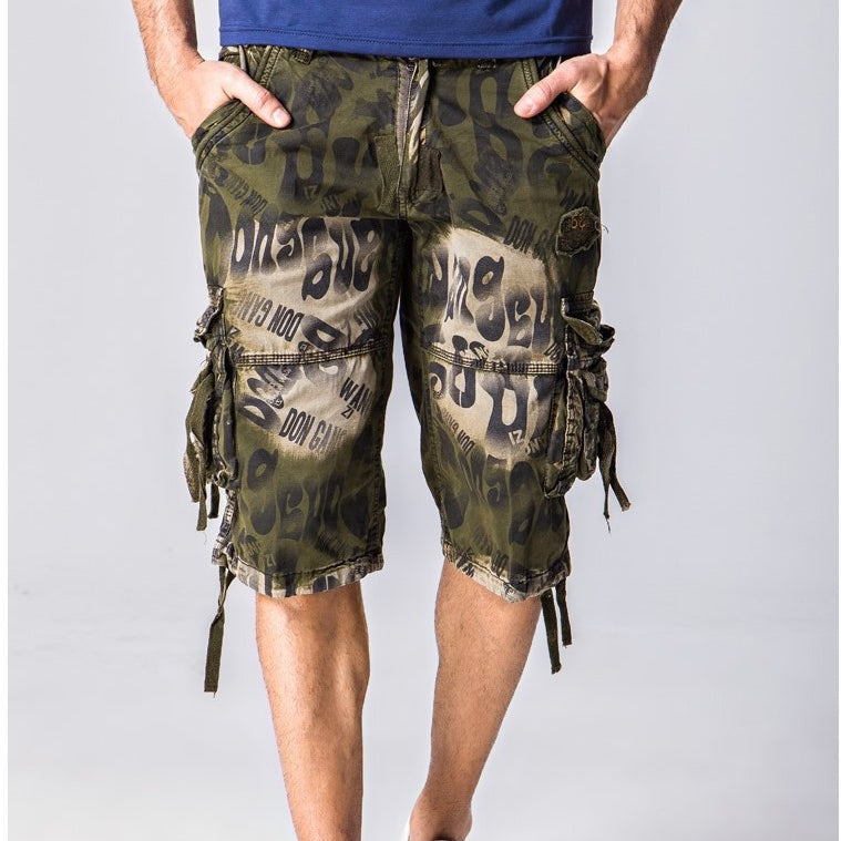 Summer Men's Camouflage Pants Plus Size Casual Loose 5 Points Beach Pants Men's Shorts