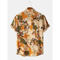 Mens Floral Oil Printing Short Sleeve Shirts