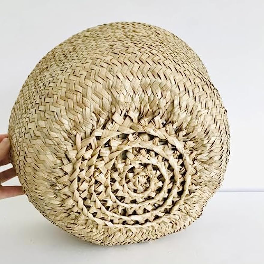 Woven Seagrass Basket With Handles For Plant Pot Belly Basket Storage Basket Wicker Baskets