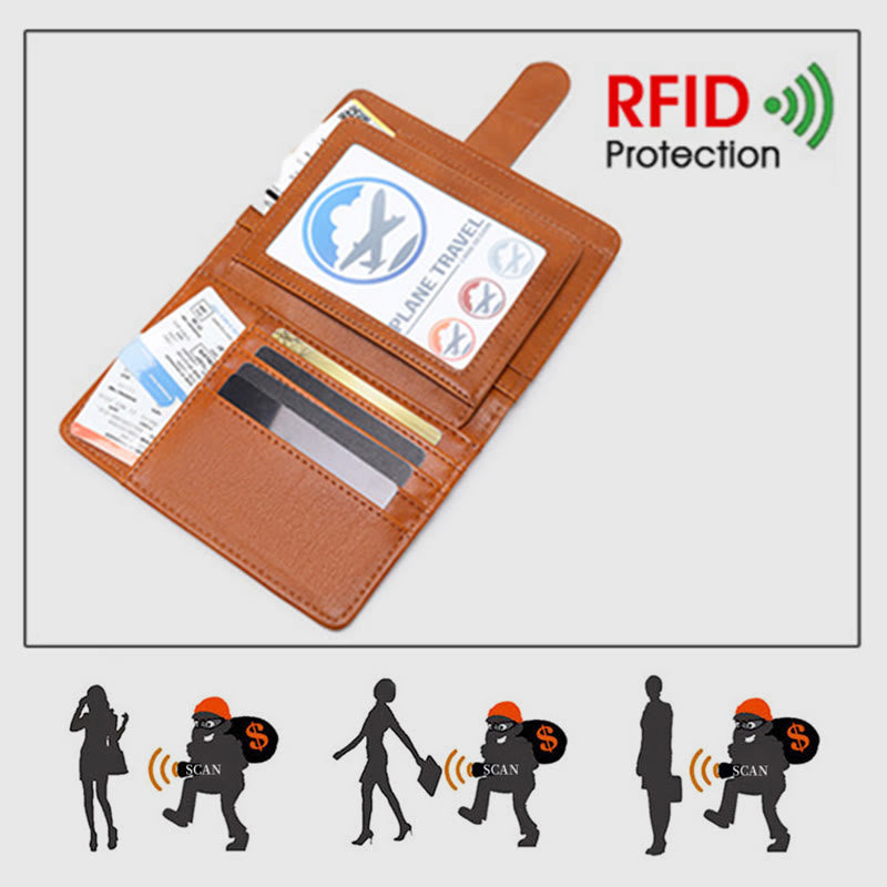 Daily Large Capacity RFID Leather Passport Holder Multifunctional Card Holder