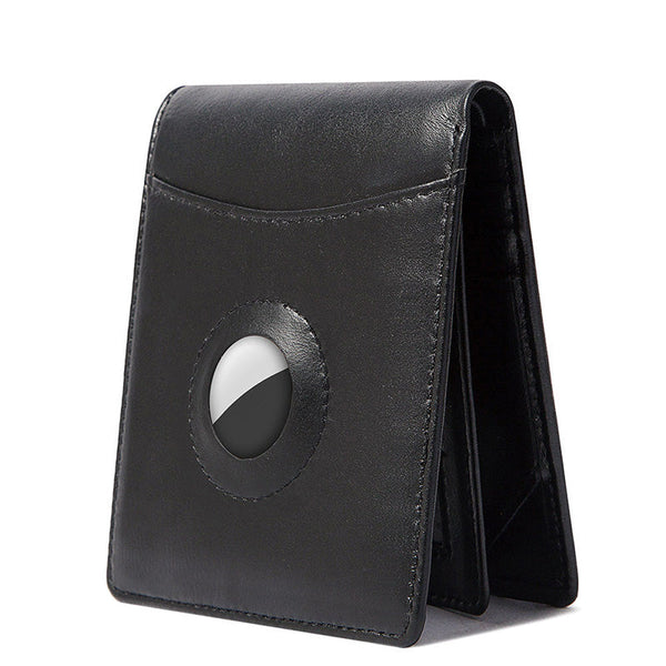 Bifold Airtag Wallet with RFID Men's Leather Shield Anti-Theft Wallet
