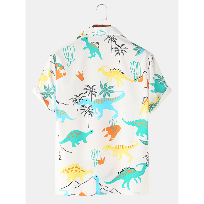 Cartoon Dinosaur Animal Printed Short Sleeve Shirts