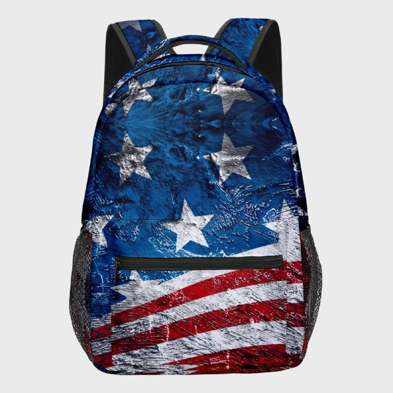 American Flag Print Student Backpack Travel Hiking Camping Backpack Laptop Backpack