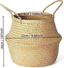 Woven Seagrass Basket With Handles For Plant Pot Belly Basket Storage Basket Wicker Baskets