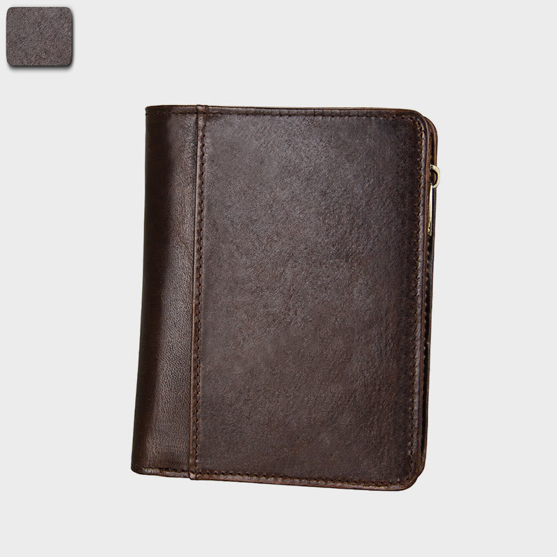 Men Retro Genuine Leather Multi Pocket Money Clip Wallet