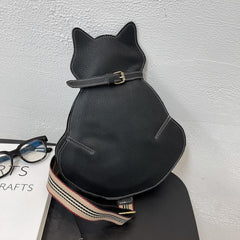 Novelty Cute Cat Shape PU Faux Leather Cross Chest Shoulder Bag Ladies Messenger Shoulder Bag