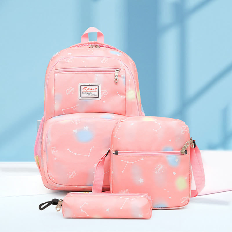 Color Printing Children's Schoolbag Elementary School Backpack Three-piece Light-colored Backpack