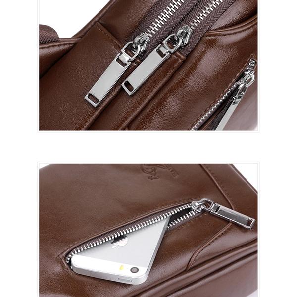 Men's Anti-theft Dual Compartment PU Leather Messenger Shoulder Bag