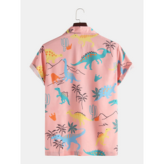 Cartoon Dinosaur Animal Printed Short Sleeve Shirts