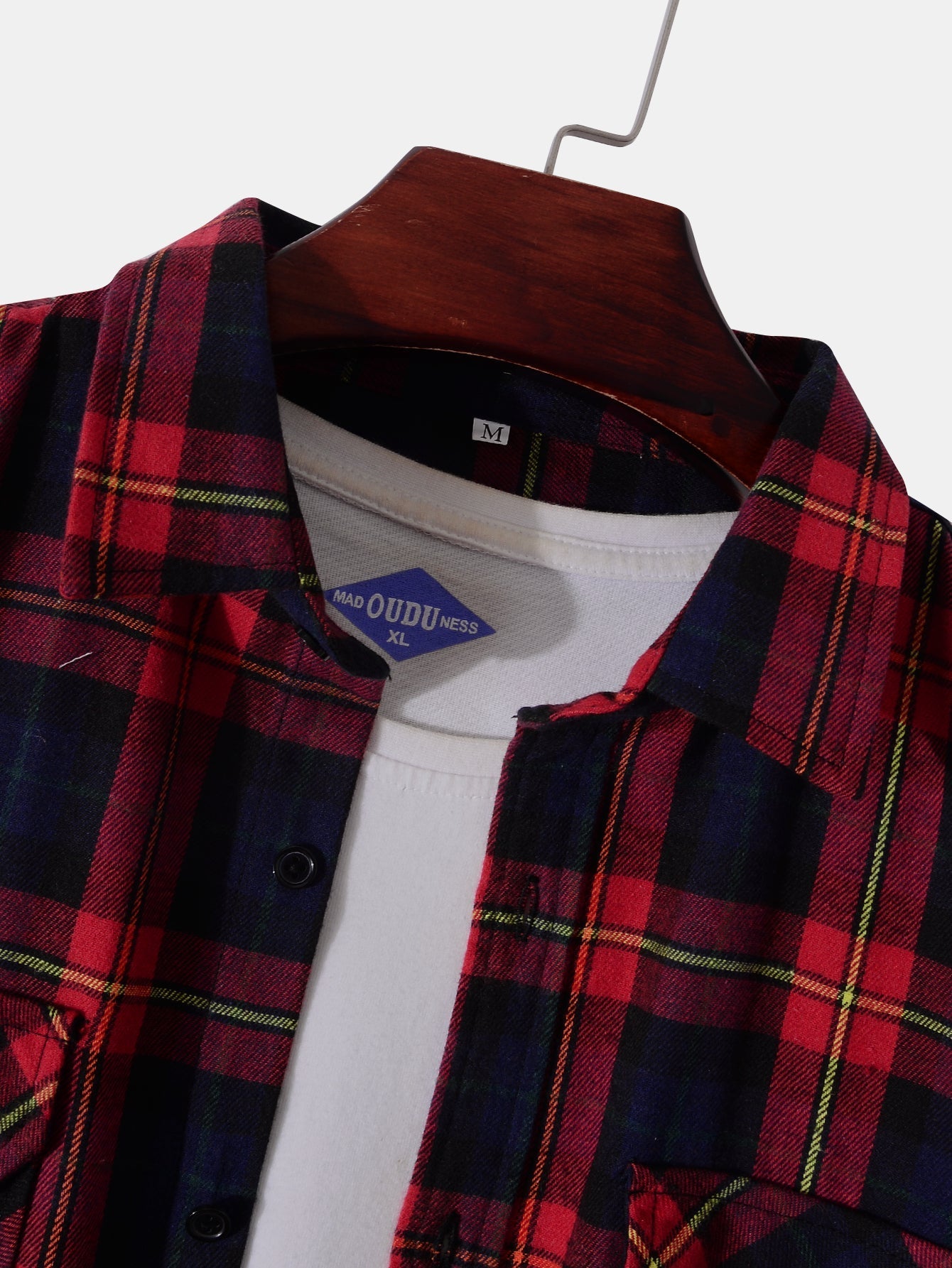 Retro Long Sleeve Plaid Shirt Men's Loose Chest Pocket Shirt