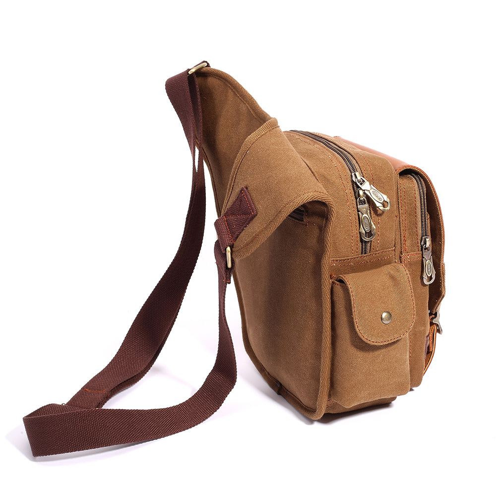 Retro Casual Shoulder Bag Sports Canvas Laptop Crossbody Bag