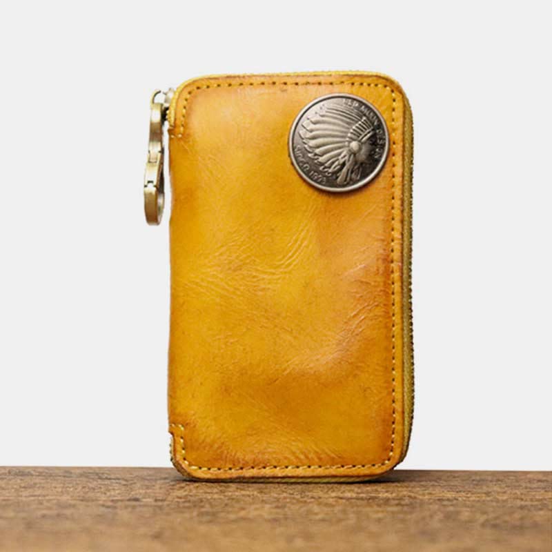 Handmade Zipper Waist Hanger Men's Waist Leather Wallet Multifunction Key Case