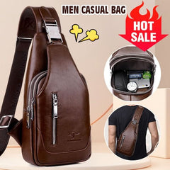 Men's Anti-theft Dual Compartment PU Leather Messenger Shoulder Bag