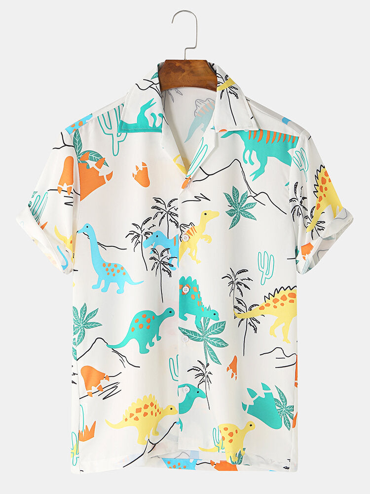 Cartoon Dinosaur Animal Printed Short Sleeve Shirts