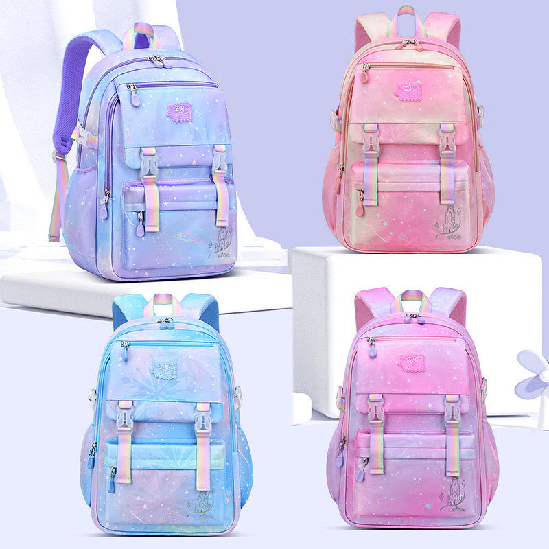 Tie Dye Gradient Color Kids Backpack Lightweight Large Capacity Daily School Bag