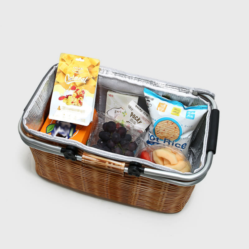 Foldable Thickened Beach Outing Cooler Bag Oxford Picnic Basket